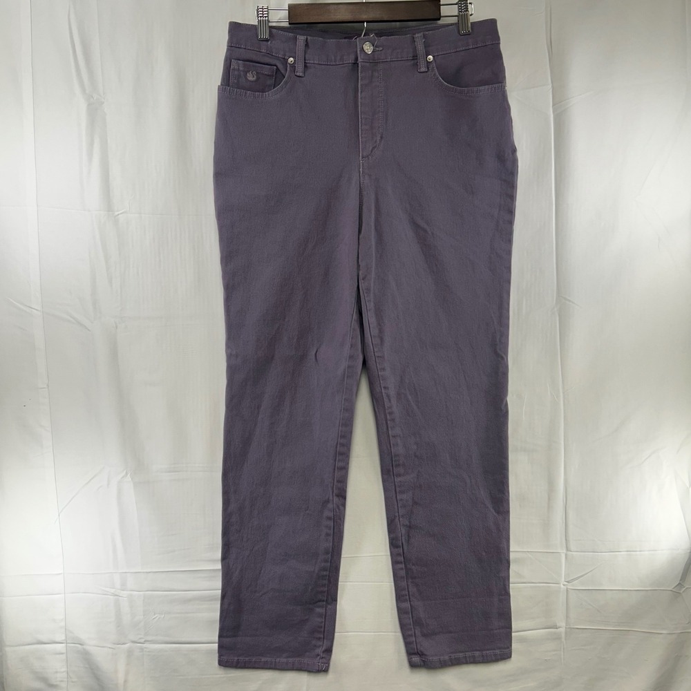 Gloria Vanderbilt Amanda Jean Womens 12 Purple Tapered High Rise Stretch Pants